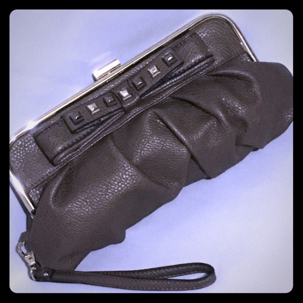 Jessica Simpson gray/bronze clutch w/stud detail